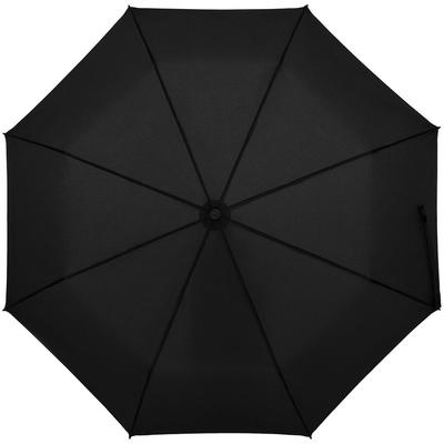 Зонт складной Clevis с ручкой-карабином, черный печать логотипа, надписи, принта