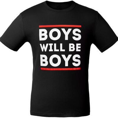 Футболка Boys Will Be Boys, черная печать логотипа, надписи, принта